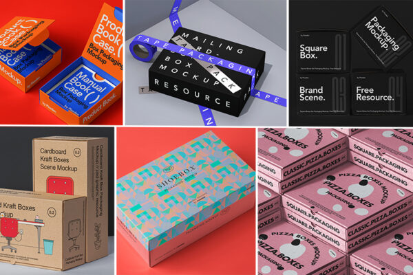 30款质感多材质规格包装盒天地盒瓦楞纸盒纸箱鞋盒PS样机合集Box Mockup Set-第2553期-