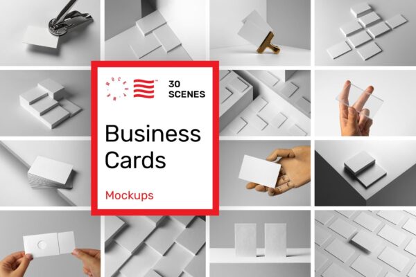 30款商务名⽚展示场景样机模板 Business Card Mockups-第990期-