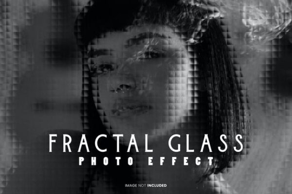 透明分形格子玻璃图片照片后期特效滤镜PS样机Fractal glass photo effect-第2459期-