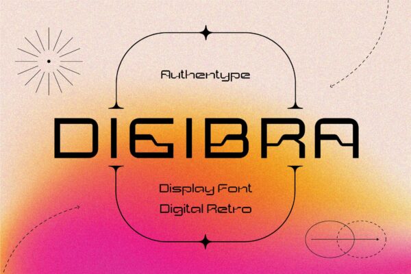 复古未来科技电子数字机能赛博海报品牌社交媒体海报排版LOGO徽标设计英文字体Digibra- Digital Retro Display Font-第2435期-