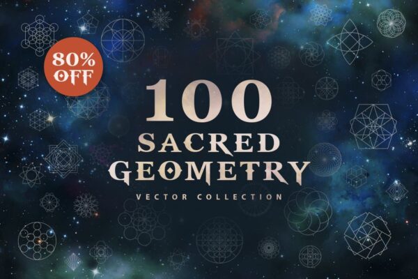 100款抽象神秘⽮量⼏何形状设计素材 100 Sacred Geometry Vectors-第989期-