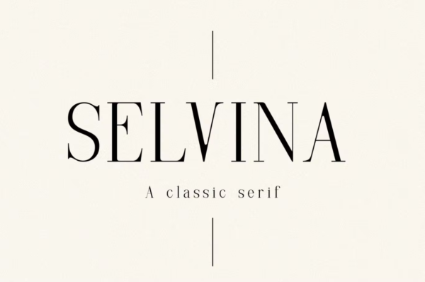 优雅简约修长海报品牌社交媒体海报排版LOGO徽标设计尖锐衬线英文字体Selvina  a classic serif-第2451期-