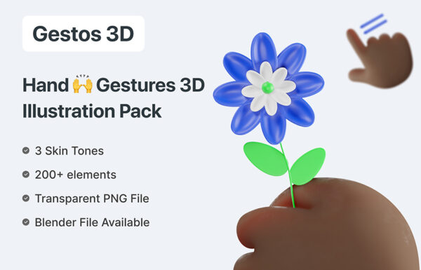 200款3D立体趣味卡通手势动作手指插图插画png免抠图片3D模型源文件Gestos – Best Hand Gestures 3D illustration Pack-第2539期-