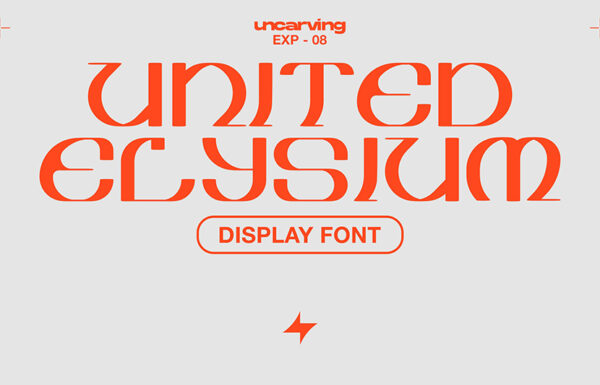 现代科幻未来机能复古海报标题Logo设计PSAI英文字体United Elysium Display Font-第2478期-
