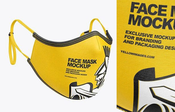 极简高质量棉布防护面罩口罩设计Ps智能贴图样机  Face Mask Mockup -第1348期-