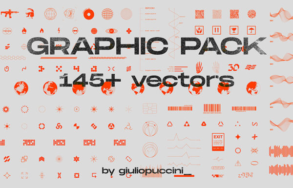 未来欧普机能科技抽象赛博朋克嘻哈幻象风格矢量图标LOGO设计包Vector Shapes Pack-第2534期-
