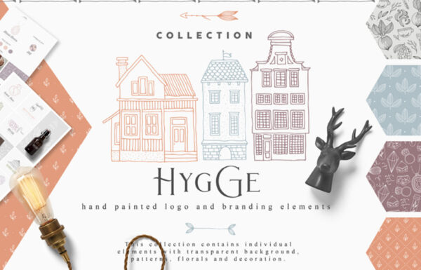 柔美手绘花卉植物元素徽标标志设计矢量素材 Hygge Collection-第995期-