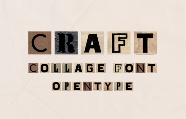 复古剪贴拼贴字母图像海报标题logo设计装饰字体Craft Collage Bitmap Font-第2565期-