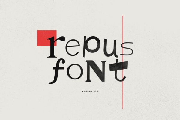 复古趣味手写不规则手写海报标题logo排版英文字体Repus Font-第2616期-