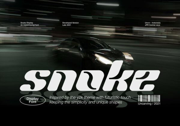 Y2K逆反差酸性机能未来科幻赛博朋克英文Logo标题字体Snoke – Display font-第2667期-
