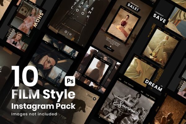 10款复古柯达胶片胶卷图文海报电商详情自媒体推文品牌推广排版设计包10 Film Style Instagram pack-第2661期-