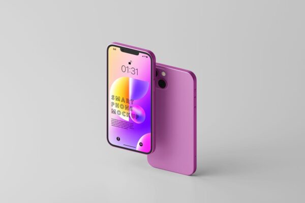 时尚高端iPhone 13 APP UI样机展示模型mockups