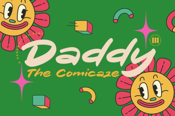 美式复古趣味卡通手写海报标题logo排版英文字体Daddy The Comicaze-第2585期-