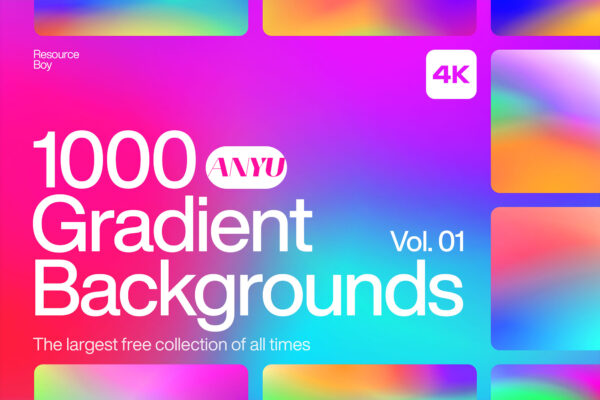 可商用1000款弥散光4K炫彩未来科幻彩虹模糊渐变背景底纹图片大合集1000 Gradient Backgrounds Vol. 01-第2606期-