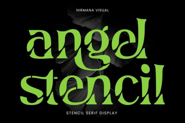 优雅印刷复古断裂海报标题logo排版衬线英文字体Angel Stencil – Logo font-第2616期-