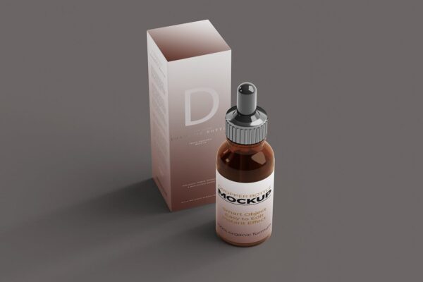 滴管瓶&包装盒品牌设计样机 (PSD)