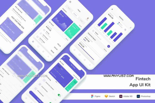 金融科技App UI Kit (FIG,PSD,SKETCH,XD)
