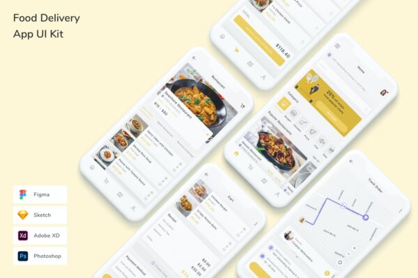 食品配送外卖 App UI Kit (FIG,PSD,SKETCH,XD)