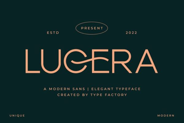 经典优雅简约现代艺术品牌海报标题logo排版装饰无衬线英文字体Lucera – Modern & Elegant Sans Typeface -第2641期-
