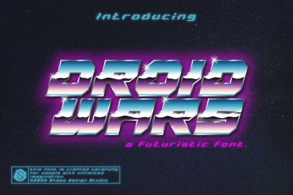未来派科幻赛博朋克机能故障信号失真扭曲无衬线英文Logo标题字体Droid Wars – Futuristic Font-第2667期-