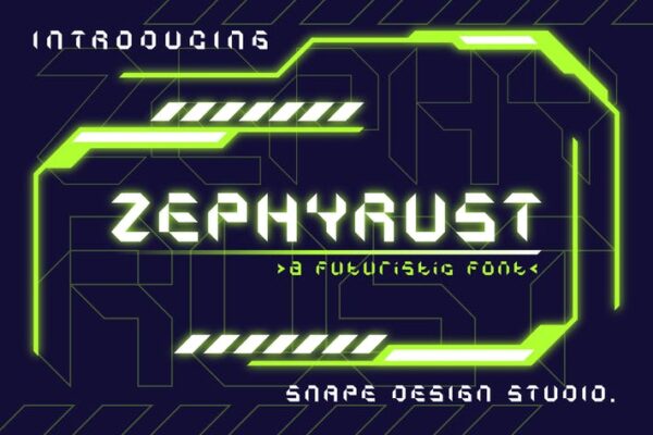 未来派科幻赛博朋克机能尖锐无衬线英文Logo标题字体Zephyrust – Futuristic Font-第2667期-