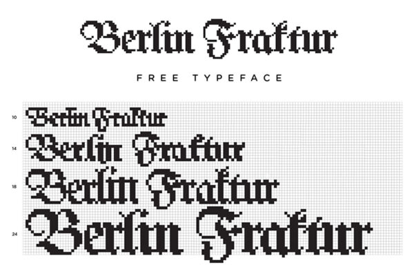 可商用复古哥特风像素排版Logo海报设计衬线字体Berlin Fraktur Pixel Typeface-第2659期-
