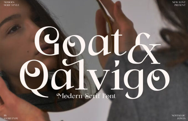优雅复古海报画册Logo标题品牌衬线排版英文字体Goat Qalvigo Serif Font-第2585期-