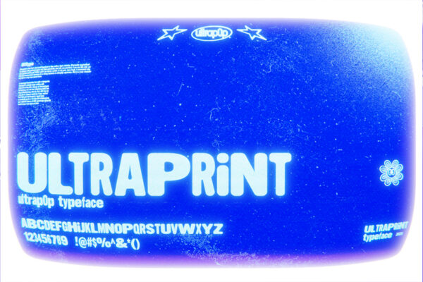 复古Y2K独特超极速不规则80年代90年代艺术Logo标题无衬线字体Ultraprint – Retro Display Font-第2678期-