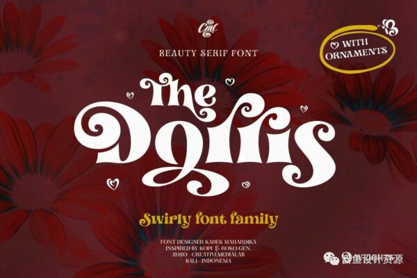 时尚优雅现代复古品牌海报画册标题英文字体设计素材 Dorris – Swirly font family-第1007期-