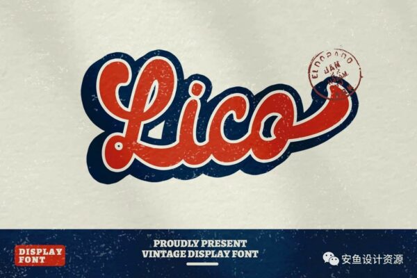 复古有趣海报标题徽标Logo手写英文字体素材 Lico – Vintage Retro Display Font-第1007期-