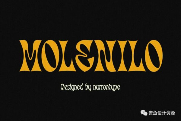 潮流复古酸性艺术海报杂志Logo标题英文字体设计素材 Molenilo Font-第1007期-
