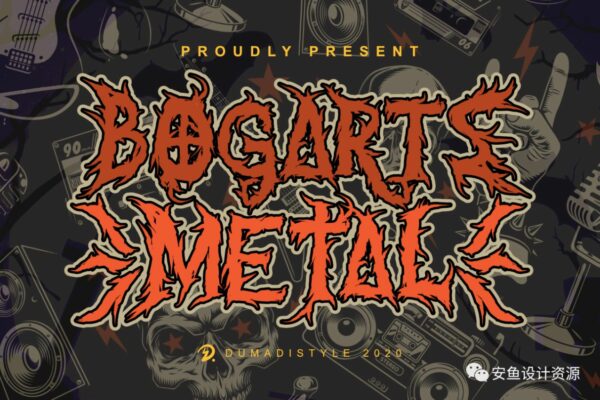潮流炫酷锋利海报标题Logo装饰英文字体设计素材 Bogarts Metal Font-第1007期-