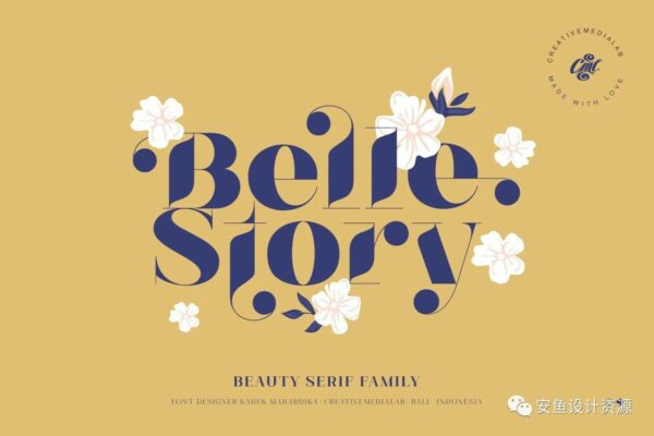 时尚优雅美丽现代复古品牌海报画册标题英文字体设计素材 Belle Story – Beauty Serif Family-第1007期-