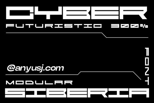 赛博朋克未来科幻科技几何机能艺术机械海报排版Logo徽标无衬线抽象字体CyberSiberia font-第2795期-