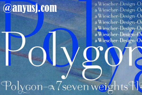 复古迷幻70年代西文海报标题logo排版衬线字体家族Polygon  A-第2870期-