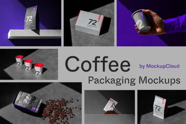 14款质感咖啡纸杯包装袋纸盒纸箱卡片名片菜单品牌VI设计效果展示Ps智能样机套件Mockup Cloud – Origin Coffee Packaging Mockups-第2829期-