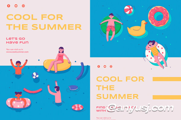 11款活力夏季运动游泳泳池品牌推广电商详情公众号推文落地页海报排版设计-第2803期-