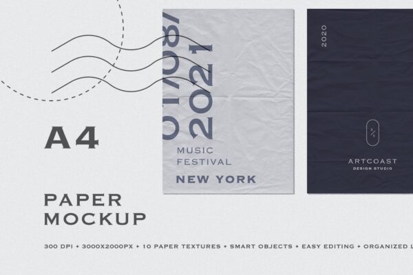 逼真A4海报信纸传单设计展示贴图样机 A4 Paper Mockup-第1008期-