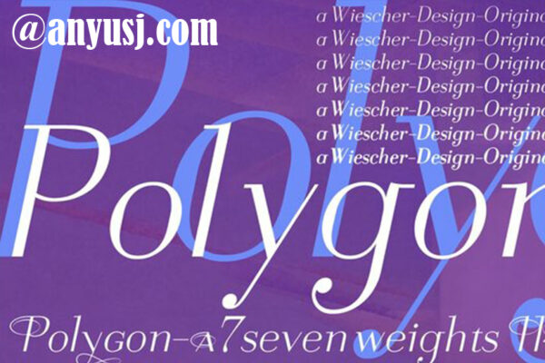 复古迷幻70年代西文海报标题logo排版衬线字体家族Polygon I-第2870期-