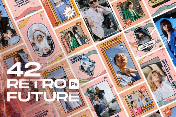 42款复古未来美学艺术INS海报电商详情自媒体推文品牌推广排版设计包Retro Future Pack-第2743期-