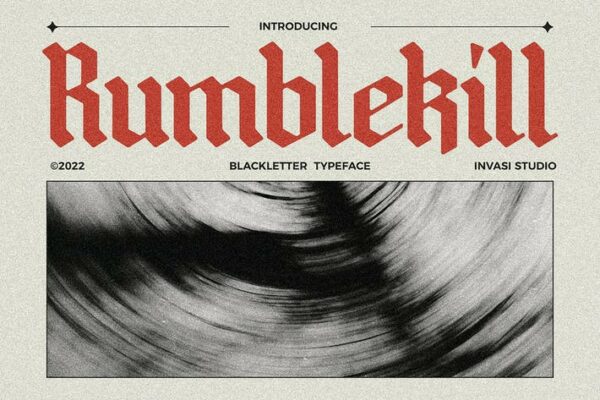 复古黑色优雅哥特艺术海报画册Logo标题无衬线英文Logo标题字体Rumblekill – Rounded Blackletter-第2724期-