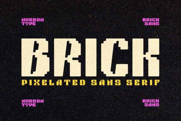 复古游戏粗体像素海报标题logo装饰排版字体NT Brick Sans-第2863期-