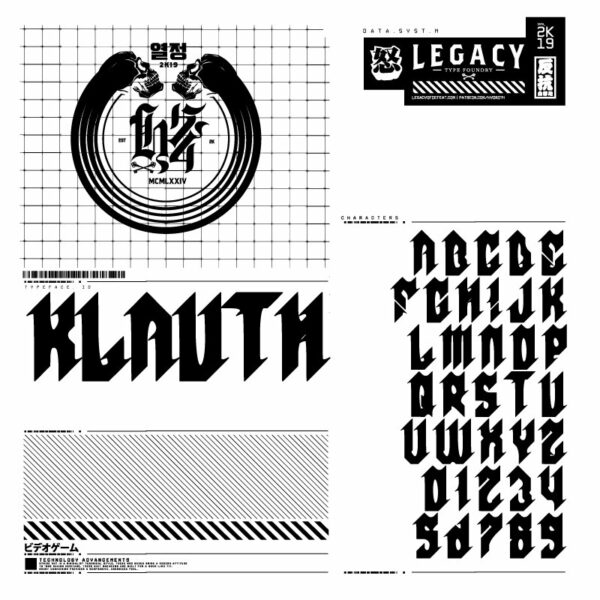 赛博尖锐科幻未来科技风机能先锋抽象海报标题装饰排版设计字体Klauth-第2757期-