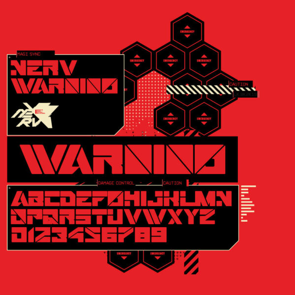 赛博尖锐科幻未来科技风机能先锋抽象海报标题装饰排版设计字体Nerv Warning-第2757期-