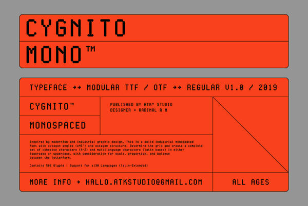 现代像素复古简约经典海报杂志等宽无衬线英文字体素材 Cygnito Mono-第1007期-