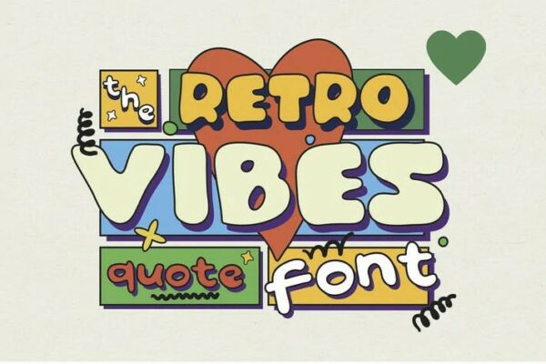 70年代复古趣味艺术海报画册Logo标题手写英文Logo标题字体Retro Vibes. Quotable. Hand Drawn Font-第2724期-