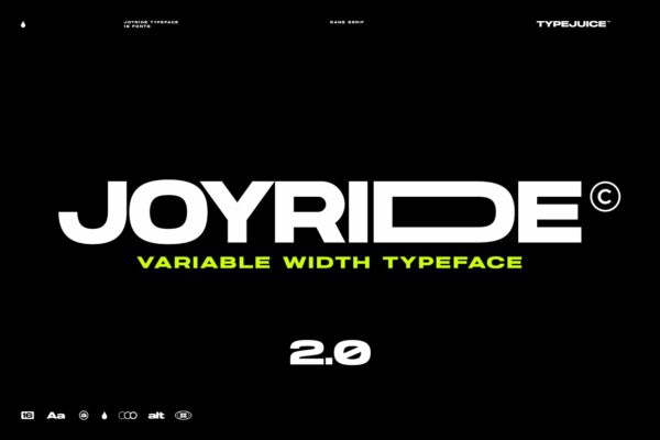 12款极简现代运动品牌宽体排版标题Logo无衬线字体家族Type Juice – Joyride Extended Typeface-第2768期-