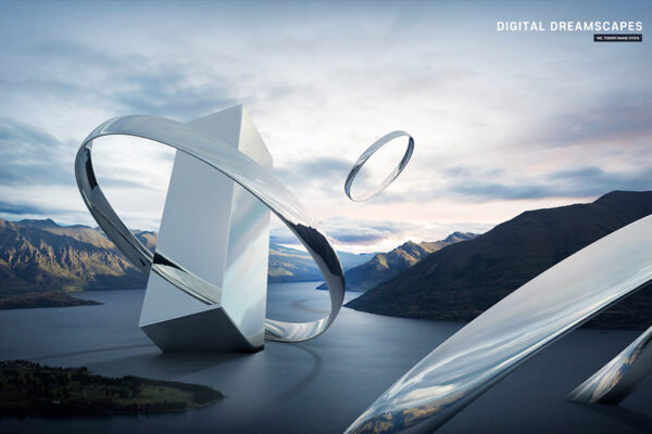 17款未来科幻3D金属几何梦幻场景商务地产主视觉分层海报Ps设计源文件Digital Dreamscapes Vision-第2733期-