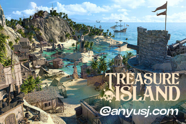 热带雨林海盗天堂西班牙庄园风格小岛建筑3D模型合集Kitbash3D – Treasure Island-第2800期-
