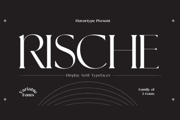 优雅复古海报画册Logo标题可变衬线英文排版字体家族Rische-第2823期-